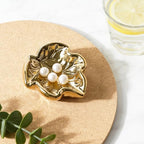 Jewelry Tray, Ceramic Leaves Jewelry Dish, Ring Holder Dish, Small Trinket Tray, Washable Key Bowl (1, Golden) - color: Golden