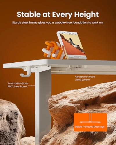 ErGear Height Adjustable Electric Standing Desk, 48 x 24 Inches Sit Stand up Desk, Memory Computer Home Office Desk, White - color: White, size: 47.2 x 23.6 Inches