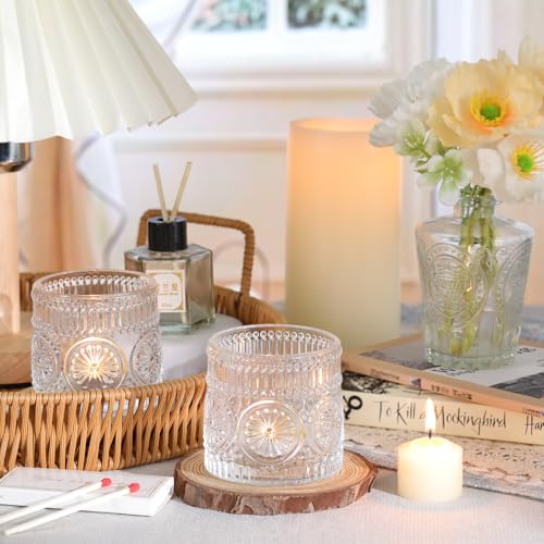 6Pcs Large Votive Candle Holders Clear Glass Tealight Candle Holders for Wedding, Table Centerpiece, Party, Birthday, Home Decor - color: Clear
