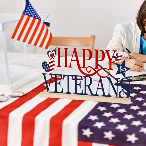 COCHIE Metal Happy Veterans Day Sign, Thank You Veteran Table Centerpieces Decorations for Home, Office, Shelf, Mantel, Indoor, Traditional Party Supplies Decor (Veterans) - style: Veterans