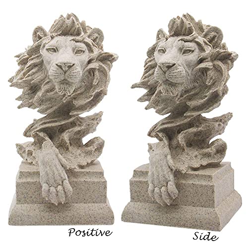 H&W Sandstone Lion - The King of Beasts - Statue Decoration for Home/Study/Living Room, Great Collectible Figurines, Best Gift for The Man, Sandstone Color (HH17-D2) - color: Sandstone