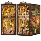 Book Nook Kit, Book Nook Kits for Adults DIY Booknook Model Build, DIY 3D Wooden Puzzle Bookend Booknook Bookshelf Insert Miniature Dollhouse Kit for Home Decoration - style: Magic Time Library