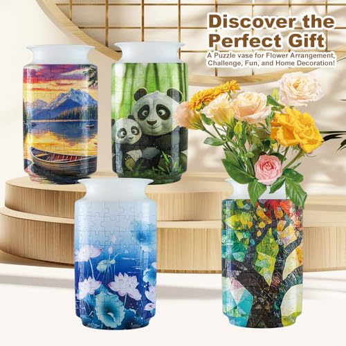 3D Puzzle Vase Unique Flower Vase for Adults Made by 162 Crved Plastic Puzzle, Relax Puzzles for Adults, DIY Jigsaw Creative Gift for Parents & Housewarming - color: Ship