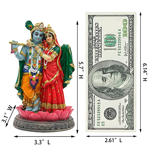 alikiki Indian God Radha Krishna Statue - 5.7”H Hindu Goddess Radha and God Krishna Sculptur India Murti Item Home Office Temple Mandir Shrine Altar Pooja Item - size: 5.7”H