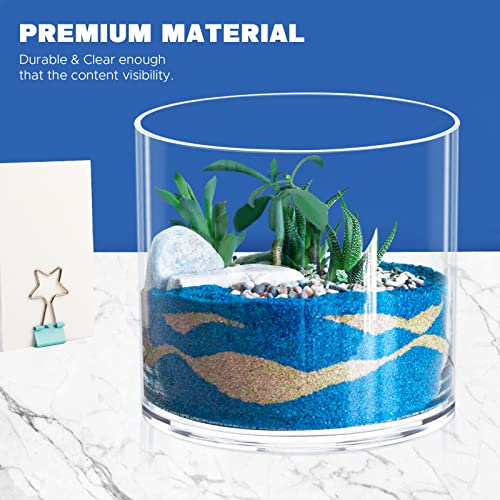 JYPS Clear Vase Set of 3, Polycarbonate, Round, Transparent, Wide Mouth, 6 inches, Ideal for Wedding Decor, Flowers, Bedroom, Living Room, Bathroom, Break Resistant - size: 6.2'' W*5.9'' H + 6'' W*5.9'' H + 3.8'' W*3.6'' H