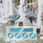 37-40Inch Outdoor Crane Garden Statues, Blue Heron Garden Statues, Large Metal Cranes for Yard, Lawn, Patio, Pond, Set of 2 - color: Blue