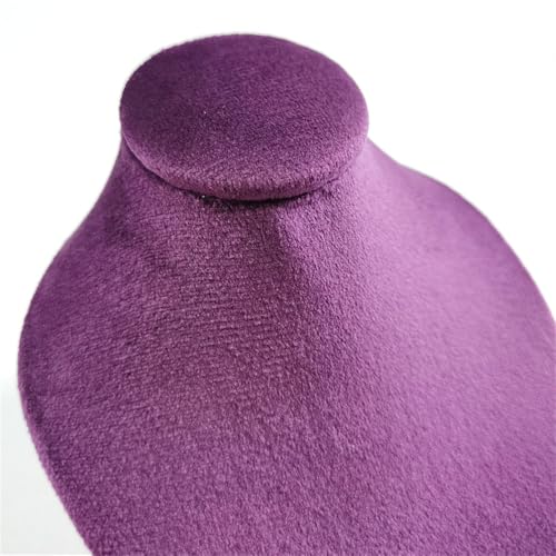 Mini Pendant Display Bust Velvet Jewelry Bust Stand Pendant Holder Velvet Mannequin Necklace Stand Wooden Portrait Model 12cm (Purple) - color: Purple