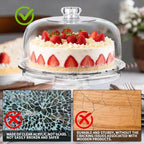 Masthome Cake Stand with Demo Cover, 6 in 1 Multi-Functional Serving Platter Display Stand for Christmas Wedding Party, Acrylic Cake Plate/Salad Bowl/Dessert Platter, BPA-Free, Send 2 Spoon - color: Acrylic Cake Stand With Lid