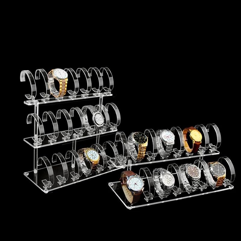 3-Tier Watch Display Stand Organizer, 24 Piece Jewelry Holder Rack, Black