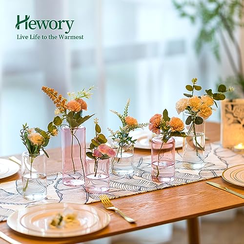 Small Glass Bud Vases for Centerpieces – Hewory 24pcs Clear Blown Single Flower Vases Bulk, Modern Mini Cylinder Vase Set for Wedding Anniversary Birthday Party Events Home Living Room Table Decor