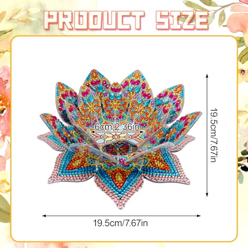 2Pcs DIY Diamond Art Painting Candlestick Holders Mandala Flower Shape Desk Candle Tray Tabletop Ornaments for Wedding Festival and Party Home Table Centerpiece - color: 2pcs