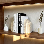1 Piece Modern Travertine Bookend, Arched Design, Natural Stone Book Holders for Desk and Shelf (Travertine - 1 Piece) - color: Travertine - 1 Piece