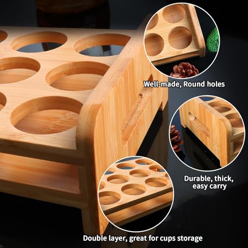 INFTYLE Shot Glasses Set Shot Glass Tray Holder with 12 Holes Serving Stand Organizer for Tequila Whiskey Brandy Vodka Rum Party Club Bar Home Spirit Tasting Gift (Only Tray, Cups Not Included) - style: 3x4 short