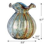 Blown Gradient Glass Art Vase - Transparent, Unique, Modern Art - Wide Mouth for Living Room, Wedding, Dining Table, Office Center Table Display Flower - color: D-qd
