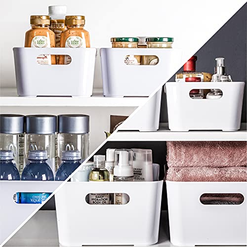 BINO | Plastic Storage Bins, Large - 2 Pack, White | THE SOHO COLLECTION | Pantry Organizers and Storage Containers Fridge Organizer Bins Kitchen Cabinet Organizer Medicine Cabinet Bin - color: White, size: Large
