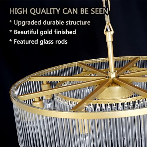 Gold Chandeliers 8 Lights Modern Glass Chandelier Lighting Round Gold Light Fixture Entryway Dining Room 23.6" - size: Small Gold (23.6" x 70")