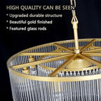 Gold Chandeliers 8 Lights Modern Glass Chandelier Lighting Round Gold Light Fixture Entryway Dining Room 23.6" - size: Small Gold (23.6" x 70")