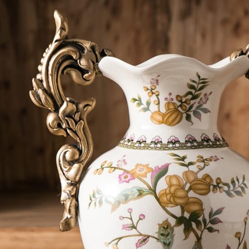 Tall Table Modern Vase,Large Ceramic Flower Vases for Shelf Home Decor,Creative Classic Pink Vase 16.5 inch,Sophisticated Vessel for Decorative Branches and Dried Flower. (Floral Fruity) - color: Floral Fruity