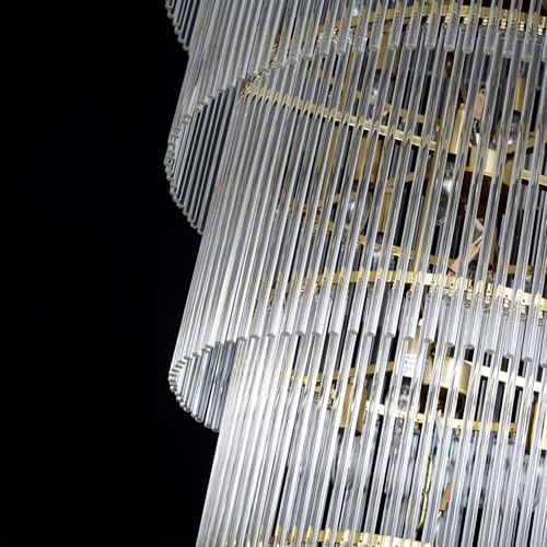 Extra Large Long Brass Chandelier for High Ceiling H68 Modern 7 Tiers Glass Staircase Chandelier Foyer Entryway Lighting Pendant Light Fixture for Grand Living Room Stairway Hall - size: XL Brass (39" x 68")