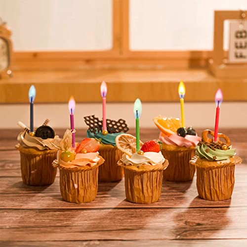 Amazing Colorflame Multicolor Happy Birthday Candles and Holders (12 Count),Unscented