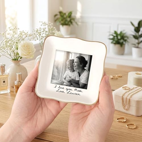 Noni Personalized Mom Photo Jewelry Dish, Custom Ceramic Trinket Tray for Grandma, Birthday Ring Dish Gift, Moms Gift from Daughter, Love You Mama Present 1 - color: Style1