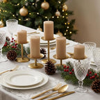 Homemory Christmas Fall Candle Holders for Pillar Candles Set of 5 (5, Gold) - color: Gold