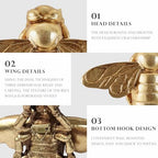 Gold Honey Bee Wall Arts Decor Insect Animal Wall Sculpture Resin Honeybee Home Hanging Decoration for Living Room Bedroom Bathroom Dining Room Kitchen Housewarming Gifts Indoor Outdoor Décor