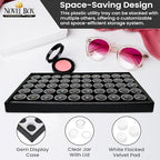 Novel Box Jewelry Display Tray Black Plastic 8.25 x 14.75 x 1 Large Jewelry Tray with 24 Gem Jars Insert | Rectangular Display Trays for Collectibles | Rock Collection Tray | Gem Display Tray - color: 24-Gem Jars Black Foam Liner, size: Plastic Tray: 8.25