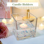 1 Pack Square Glass Vase 5" x 5" x 5", Clear Flower Vase for Centerpieces, Candle Holder for Wedding Party Events, Home Décor - size: 5inch