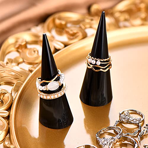 Jetec Clear Acrylic Crystal Ring Holder Acrylic Ring Display Jewelry Holder Wedding Display Cone Support Single Finger Rings Showcase Stand for Jewelry - color: Black