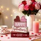 Yuntau 5 Pcs Happy Galentines Day Decorations Wooden Hearts Table Centerpiece Happy Galentines Day Party Table Sign for Valentines Tiered Tray Desk Mantle Shelf Decor - style: Hearts