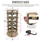 Wood Rotating Earring Display for Vendors, Wooden Jewelry Display for Vendors with 30 Removable Hooks 5 Tier Tabletop Necklace Display Stand Key Chain Display