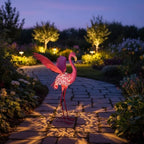 43" Metal Flamingo Garden Sculptures with Solar Light, Pink Flamingo Yard Art - Large Outdoor Lawn Ornaments & Decor for Patio, Backyard, Garden - size: 43Inch