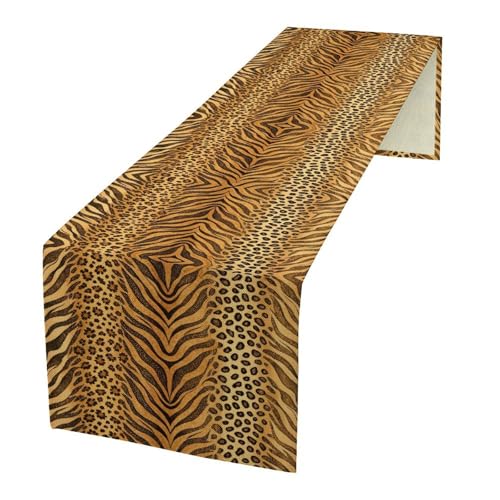 Wild Charm Animal Fur Table Runner Leopard Print Tablerunner for Kitchen Cafe Dining End Table Sofa Holiday Wedding Home Decor 13x36in - color: Fur-13, size: 13x36in