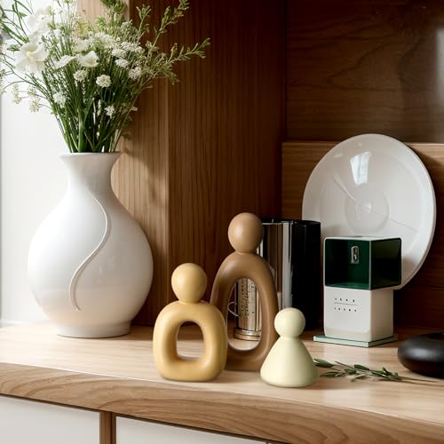 Youyole Abstract Family of 3 Figurines Sculpture Modern Home Decor Love Sculpture Home Decorative Accents Abstract Decorative Statue for Living Room Office Table Shelves Decorations (Warm Brown) - color: Warm Brown
