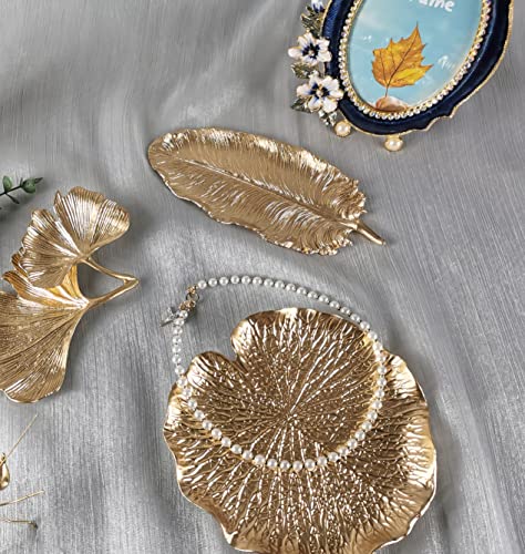 Metal Jewelry Dish, Small Leaf Shaped Ring Holder Jewelry Organizer, Trinket Dish Vanity Tray for Dresser Christmas Birthday Wedding Gifts - color: Small Banana Leaf-Gold