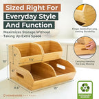 Potato and Onion Storage Bin – Stackable Ventilated Bamboo Storage System for Kitchen Counter or Pantry – Multi-Level Produce Organizer for Garlic, Fruits & Vegetables