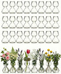 Garden Guru Plant Propagation Stations - Clear Glass Bud Vases Set of 32 - Mini Vases for Wedding Centerpieces, Cafe Décor, Tea Shop Displays - Small Hydroponic & Flower Vase - size: Set of 32