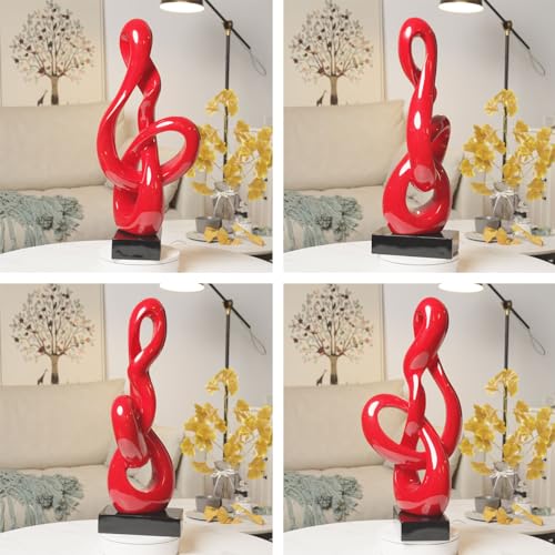 Sculpture Music Note Decor Modern Statue Gifts Treble Clef Figurine Polyresin Arts Red 23 inch - color: Red