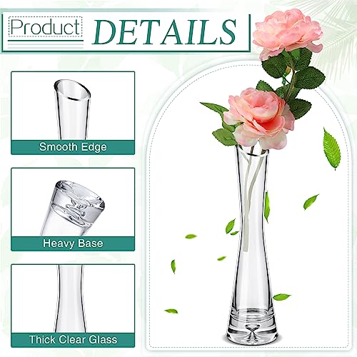 Lallisa 6 Pcs Glass Bud Vases for Centerpieces Maria Modern Clear Small Skinny Decorative Single Flower Bud Vase for Wedding Party Event Home Office Decoration(7.87 Inch,Transparent Color) - color: Transparent Color, size: 7.87 Inch