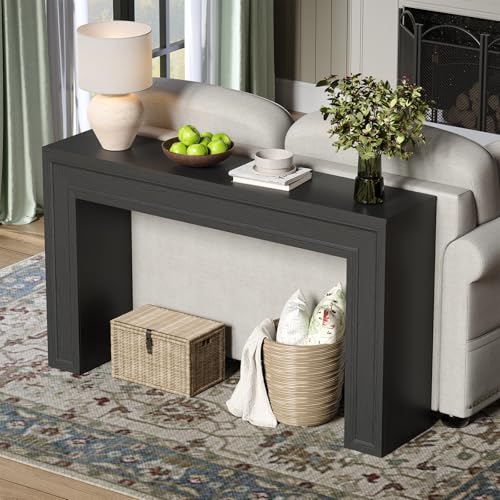 Rresyet 55 Inch Long Console Table, Sofa Table Behind Sofa, Entryway Table, Farmhouse Entryway Table for Entry, Hallway, Living Room (Black) - color: Black