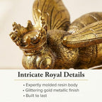 The Bridge Collection Decorative Gold Bee with Crown Figurine - Resin Queen Bee Tabletop Decoration for Spring, Summer, Everyday Home Decor - Wedding, Baby Shower, Party Decor