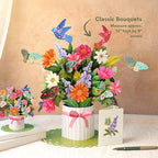 Freshcut Paper Pop Up Cards, Enchanted Garden, 12 Inch Life Sized Forever Flower Bouquet 3D Popup Greeting Card, Birthday Cards, Thank You Card, Blank Notecard & Envelope - color: Enchanted Garden, size: Classic
