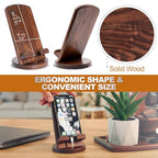 TESLYAR Wood Cell Phone Stand – Elegant Phone Holder for Nightstand & Desk | Portable Office Gift for Men, Dad & Husband | Compatible with iPhone & Android