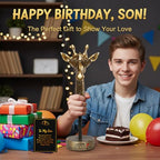 Son Birthday Gifts from Mom Dad, Stuffers for Teens Boys, Funny Exquisite Giraffe Gift with Inspirational Card, Fathers Day Handmade Emotional Animals for Son - style: TO MY SON