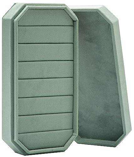 Velvet Ring Organizer Display Tray Jewelry Box Earring Holder Case for Wedding Birthday Christmas Day (Emerald Green) - color: Emerald Green