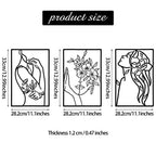 CHENGU 3 Pieces Minimalist Metal Wall Art Decor, Abstract Woman Line Art Wall Decor, Modern Metal Sculpture for Living Room Bedroom Bathroom Apartment Aesthetic Home Decoration - style: Flower
