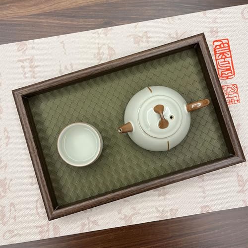 Wood Decorative Serving Tray & Valet Catchall - Holds Keys, Wallet, Phone, Jewelry - 12x8 Inch for Coffee Table, Ottoman, Nightstand, Entryway, Kitchen Home Decor