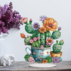 5D Tabletop Diamond Art Kit, Stand Up Special Shaped Crystal Diamond Art Desktop Kits for Adults, DIY Diamond Painting Kits Craft Gift - Cactus Pots - color: Cactus Pots