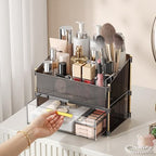 INVSSENE Stackable Makeup Organizer Countertop, Storage Perfume Skincare Cosmetic Lipstick Face Mask Makeup Brush Palettes, Ideal for Vanity Bathroom Counter - color: 3514 Coffee+Clear